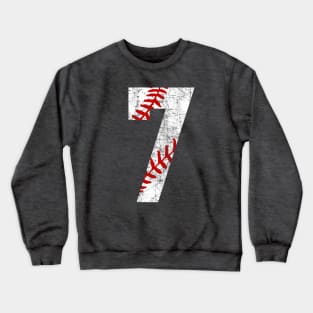 Vintage #7 Baseball Laces Baseball Mom Jersey Love Baseball 7th Birthday T-shirt Crewneck Sweatshirt